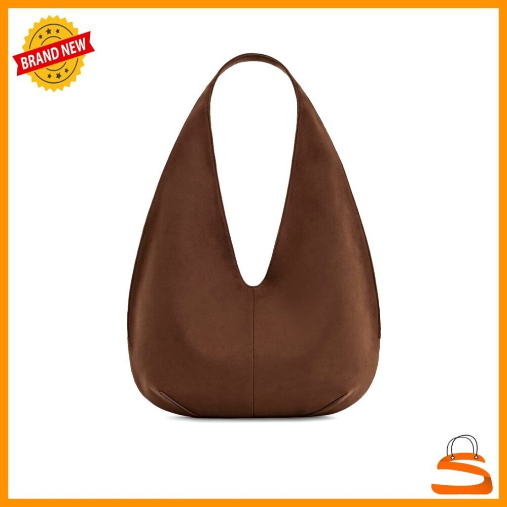 Faux Suede Hobo Shoulder Bag with Magnetic Closure, Fits iPad Pro